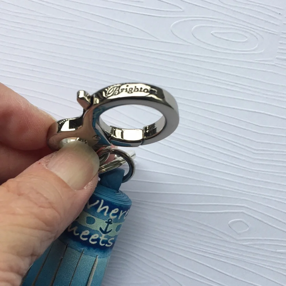 Brighton Retired Sea Meets Sky Leather Key Fob Bag Charm